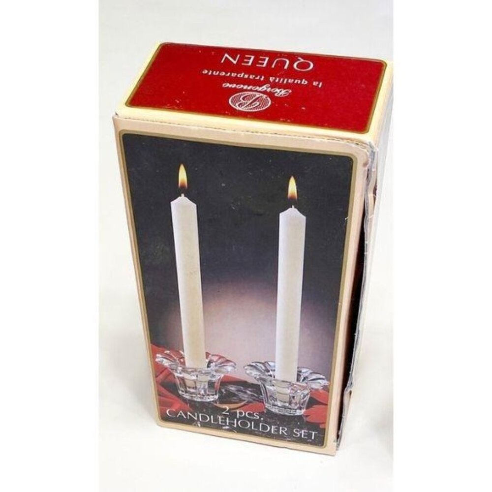 Borgonovo Italy Glass Candleholder Set NIB